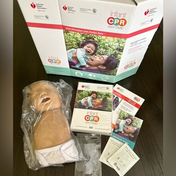 New Infant CPR Doll Anytime Kit AHA Heart Association DVD Training +Baby Manikin - Picture 3 of 15